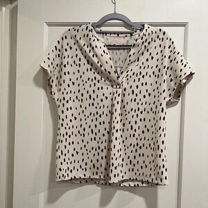Melloday cream blouse with brown/black polka dots
